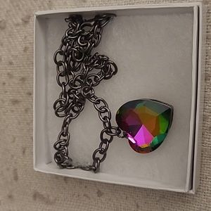 Gun Metal Material. Heart necklace, earrings and ring